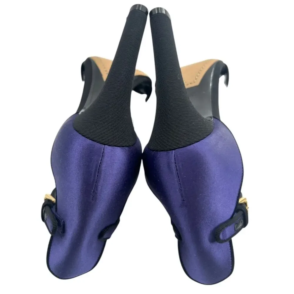 Ralph‎ Lauren Collection Daylen Bow Satin Sandal purple sz